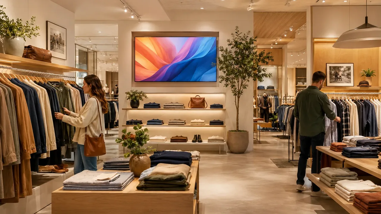 Retail LED display feature wall inside a modern store